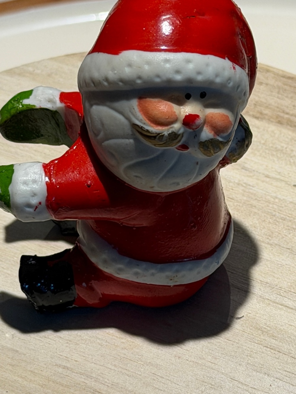 Vintage Antique Candle Holder Hugger Santa Class Figurine Cute